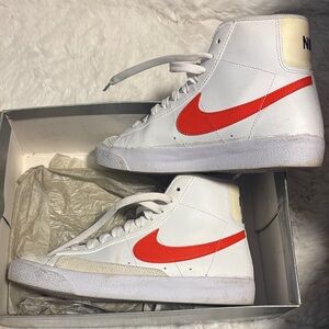 Nike Blazer High-Top Sneakers with Orange Check